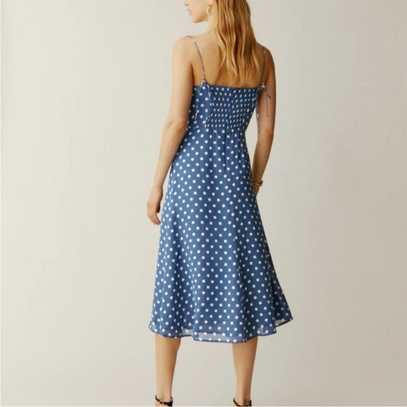 Reformation Juliette blue and white polka dot dress Sz‎ 0P NWT - Picture 3 of 11
